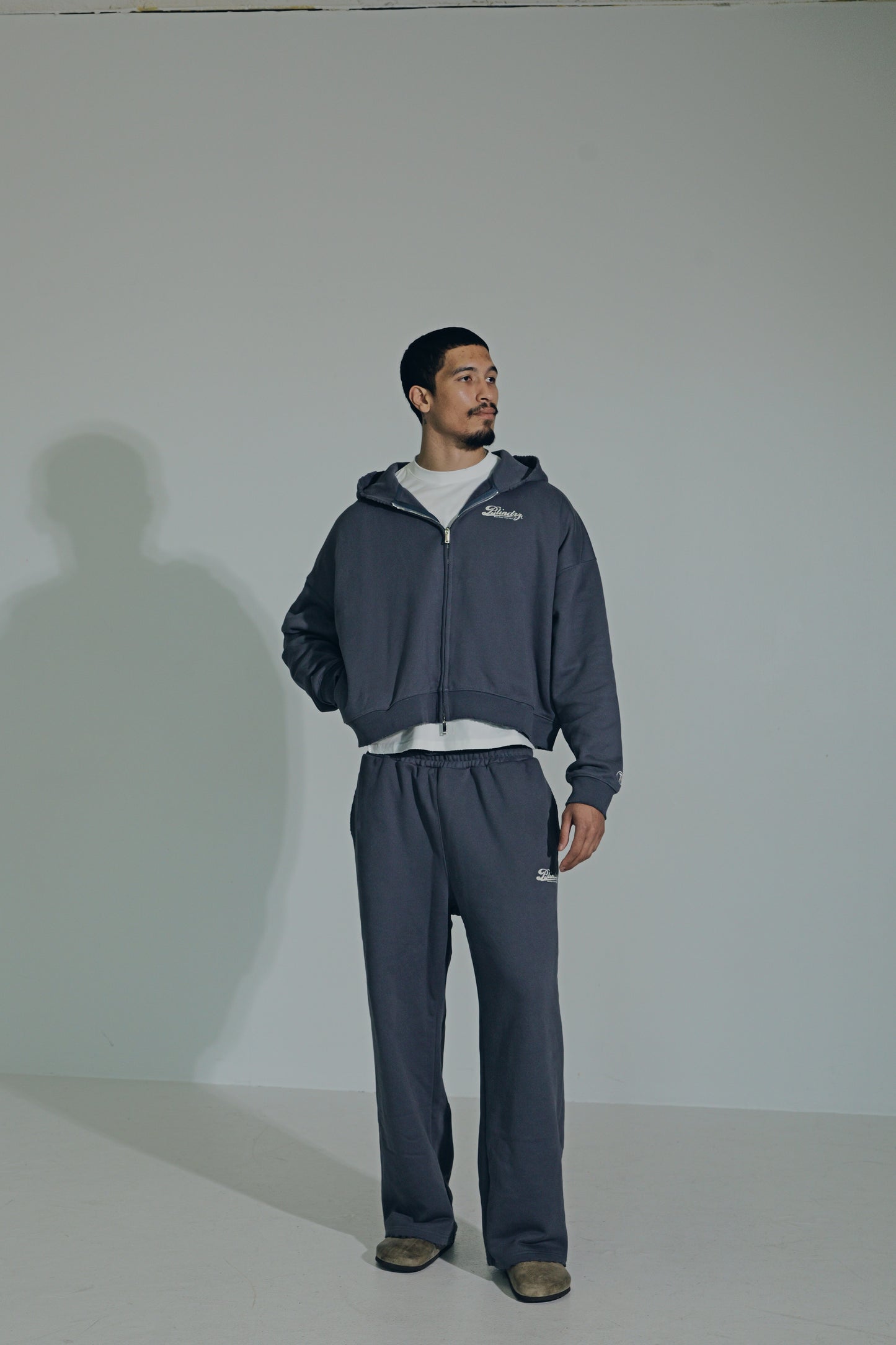 Blue "Script" Zip-Up Hoodie