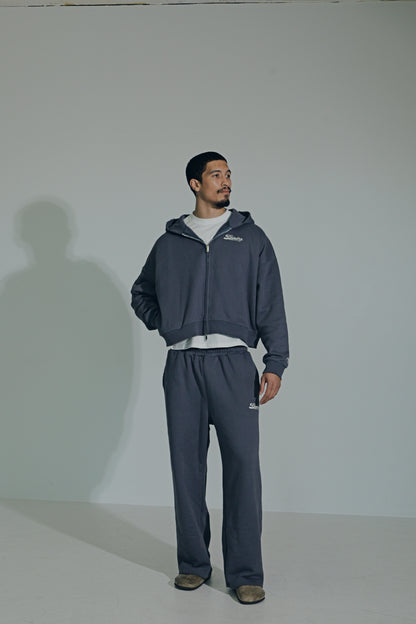 Blue "Script" Zip-Up Hoodie