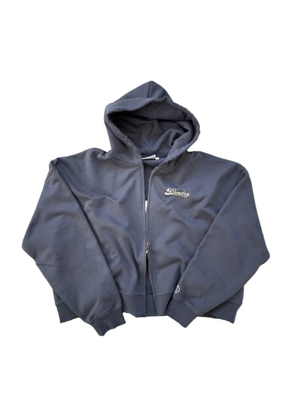 Blue "Script" Zip-Up Hoodie