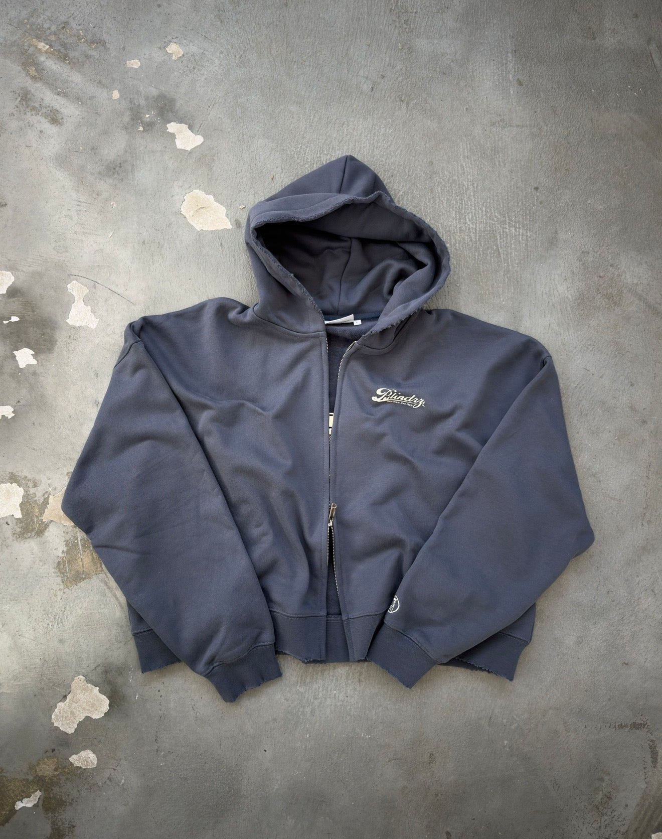 Blue "Script" Zip-Up Hoodie