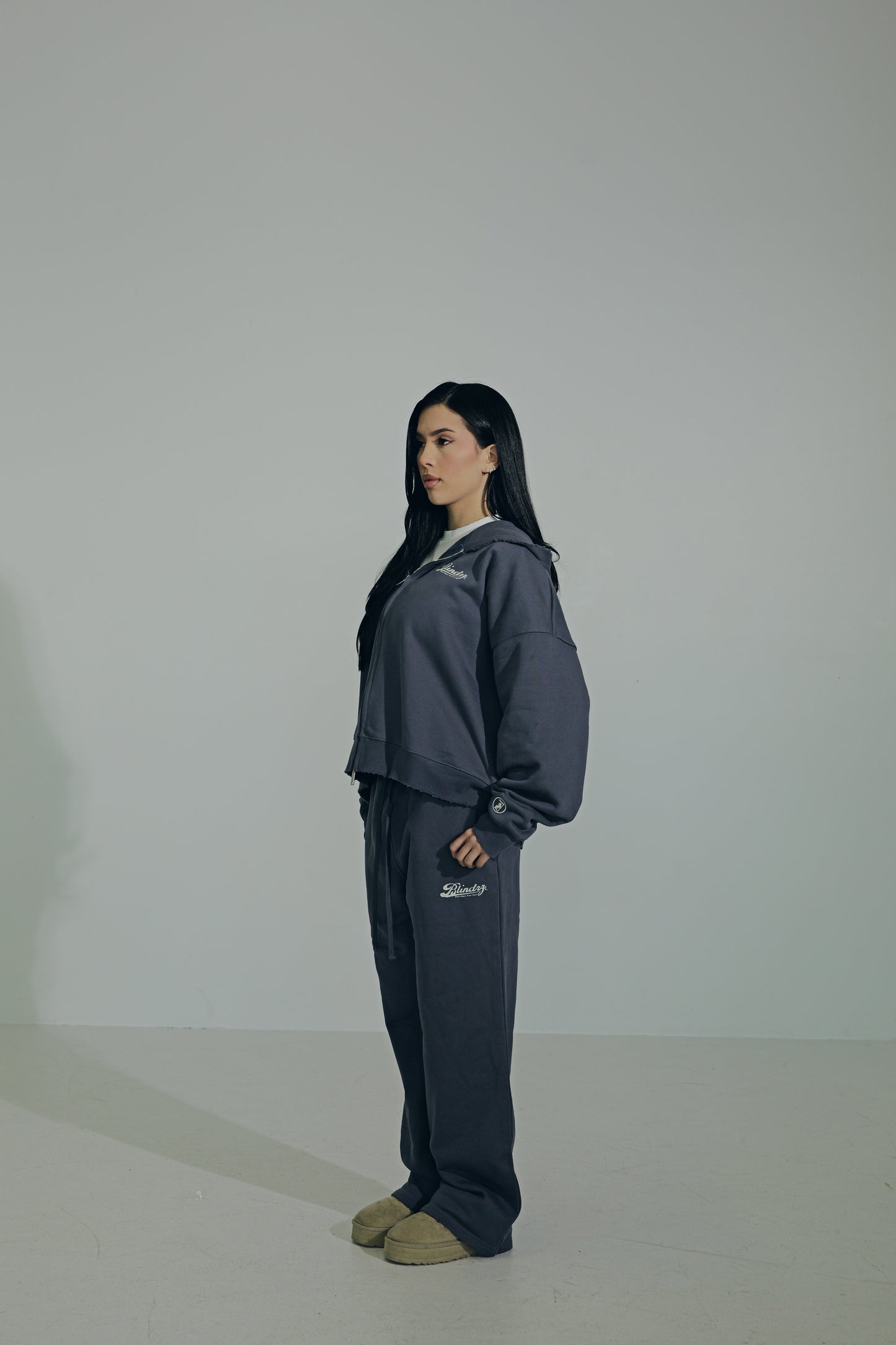 Blue "Script" Zip-Up Hoodie