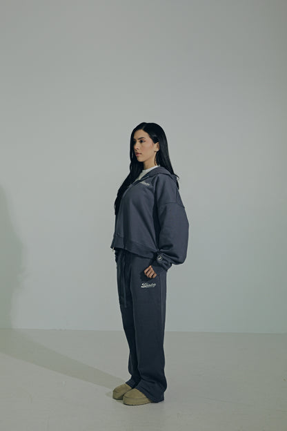 Blue "Script" Zip-Up Hoodie