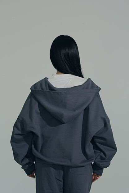 Blue "Script" Zip-Up Hoodie