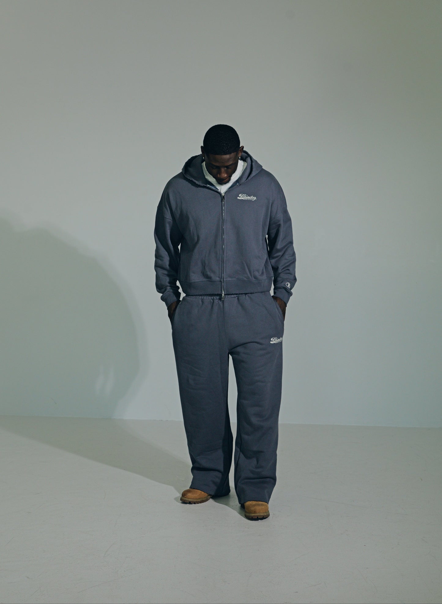 Blue "Script" Zip-Up Hoodie