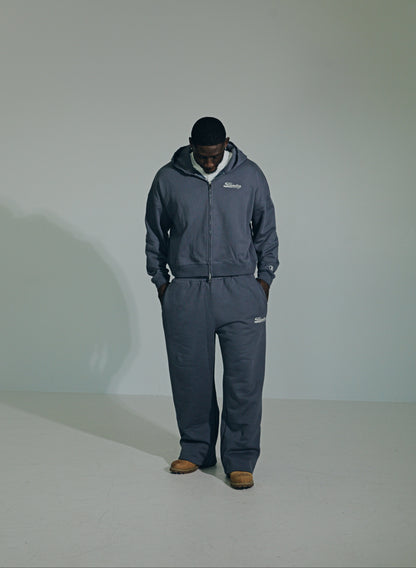 Blue "Script" Zip-Up Hoodie