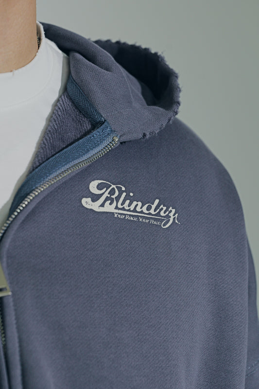 Blue "Script" Zip-Up Hoodie