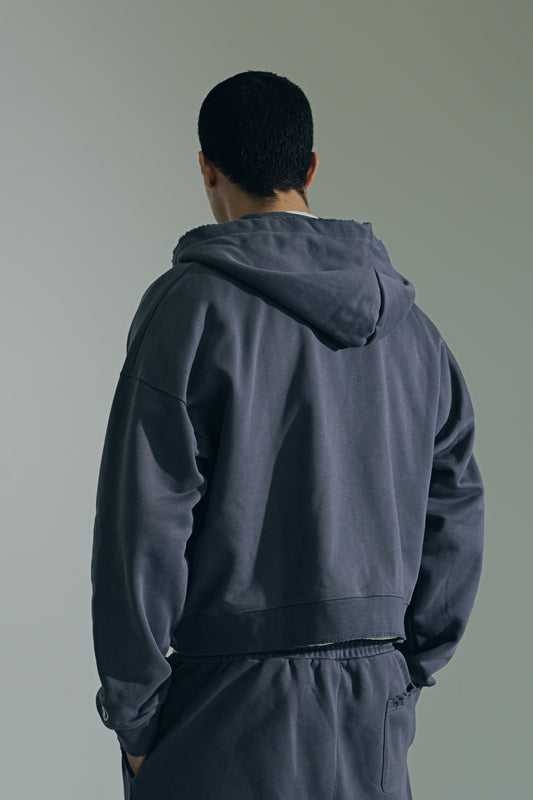 Blue "Script" Zip-Up Hoodie